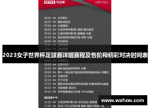 2023女子世界杯足球赛详细赛程及各阶段精彩对决时间表